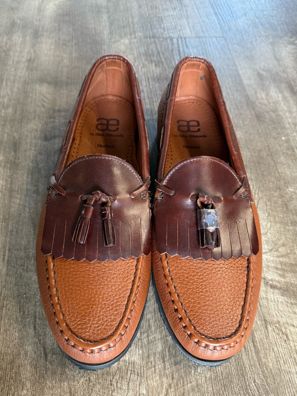 Allen Edmonds Nashua Kiltie Tassel Loafers Tan & Brown Leather Men Size 13